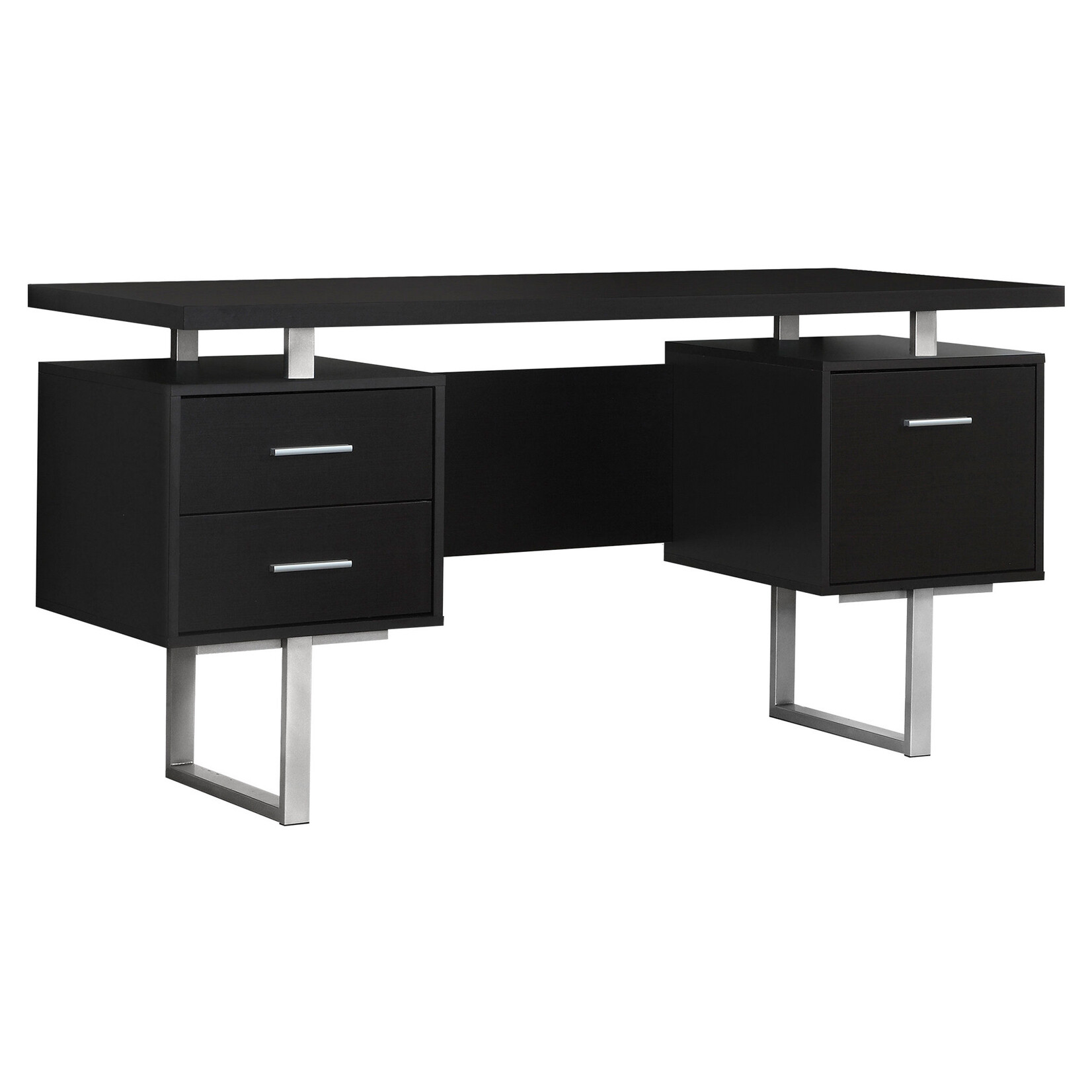 BUREAU - 60"L / METAL ARGENT / ESPRESSO
