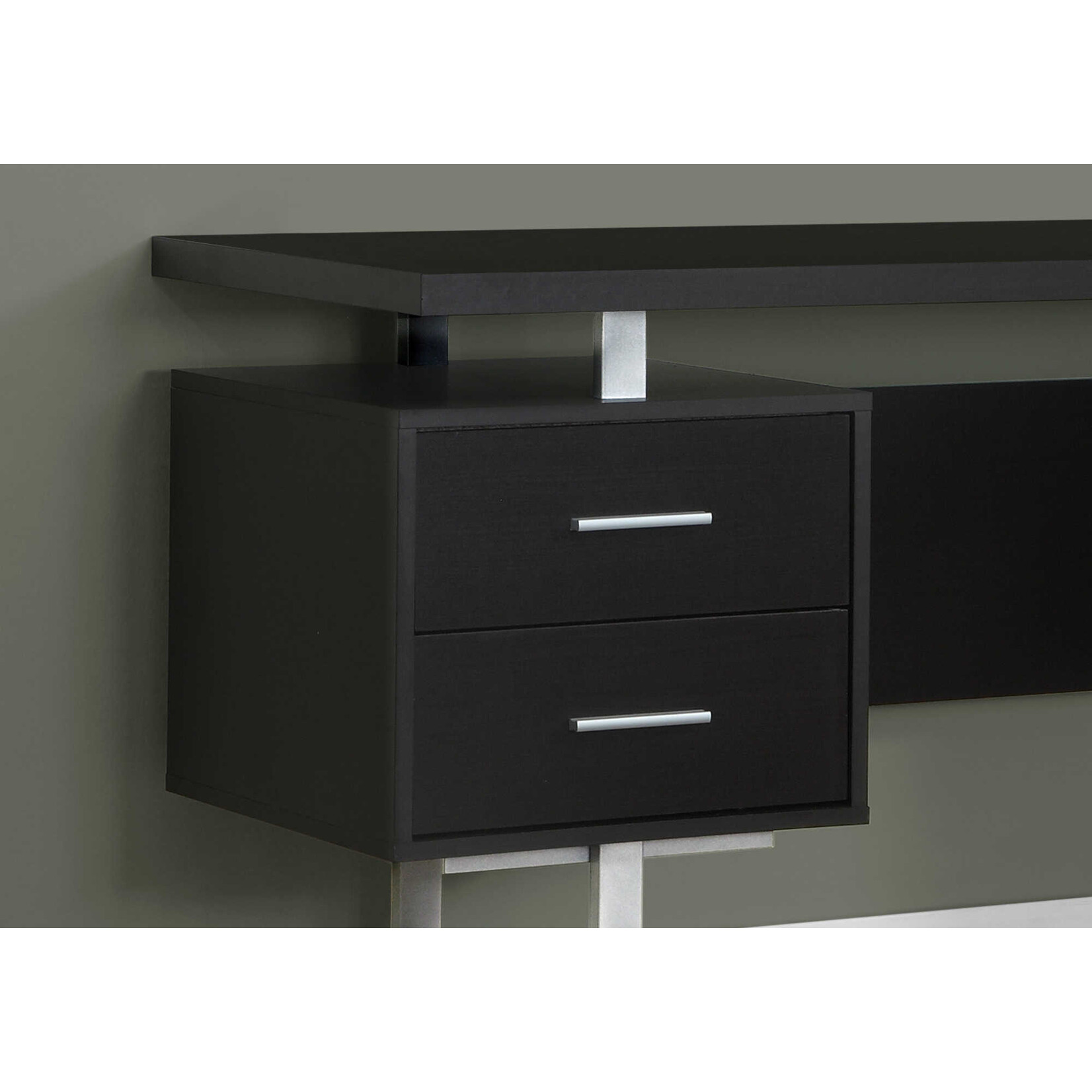 BUREAU - 60"L / METAL ARGENT / ESPRESSO