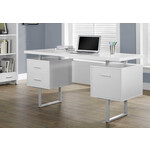 BUREAU - 60"L / METAL ARGENT / BLANC