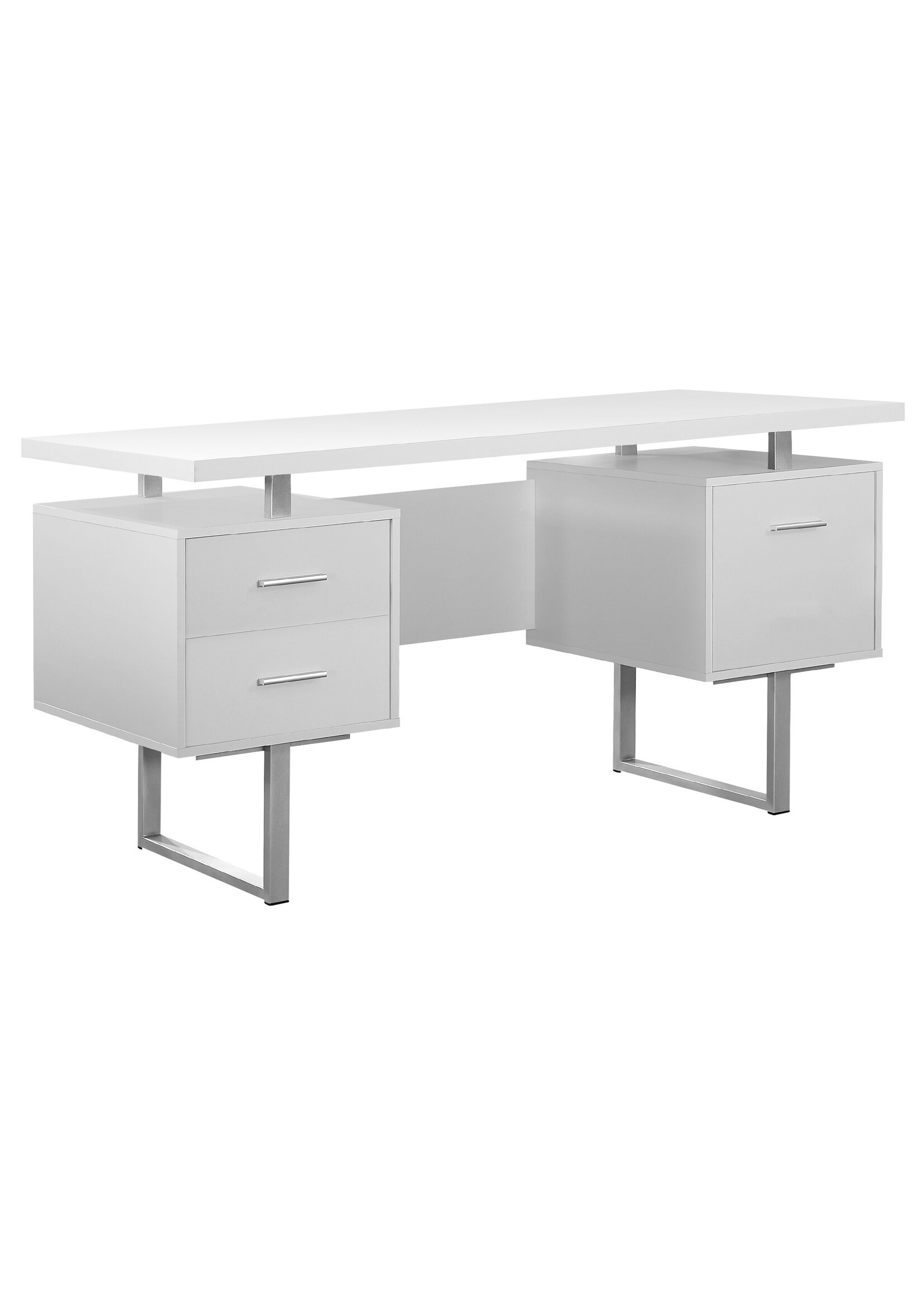 COMPUTER DESK - 60"L / WHITE / SILVER METAL