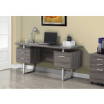 COMPUTER DESK - 60"L / DARK TAUPE / SILVER METAL