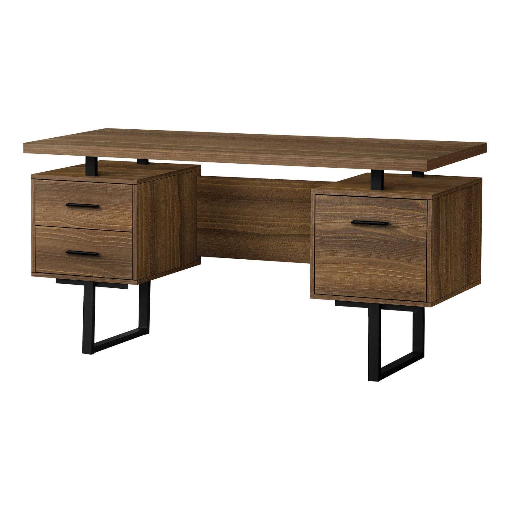 COMPUTER DESK - 60"L / WALNUT / BLACK METAL