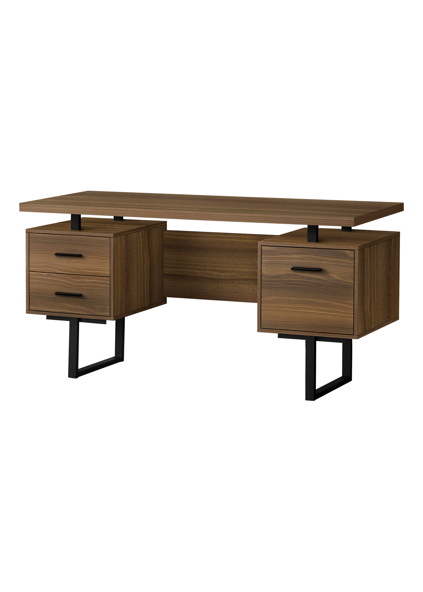 COMPUTER DESK - 60"L / WALNUT / BLACK METAL