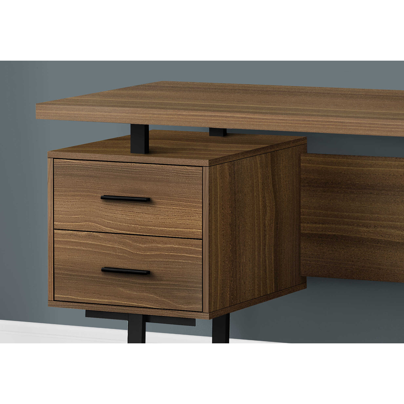 COMPUTER DESK - 60"L / WALNUT / BLACK METAL