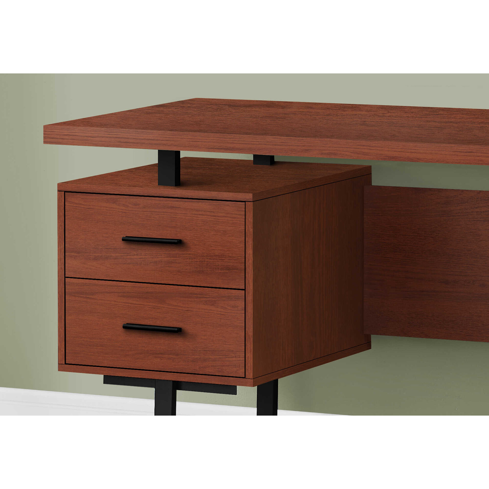 COMPUTER DESK - 60"L / CHERRY / BLACK METAL