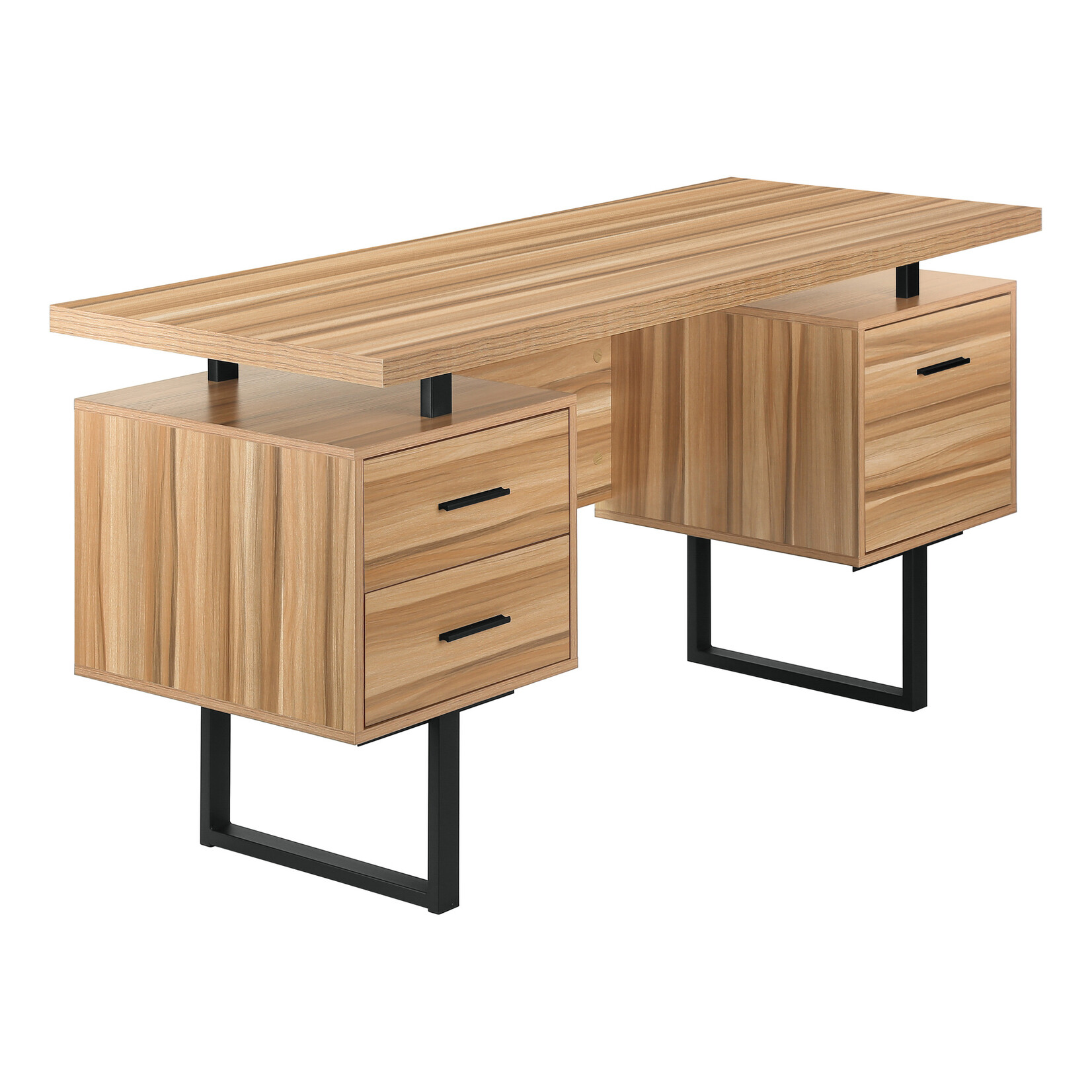 COMPUTER DESK - 60"L / LIGHT RECLAIMED WOOD / BLACK METAL