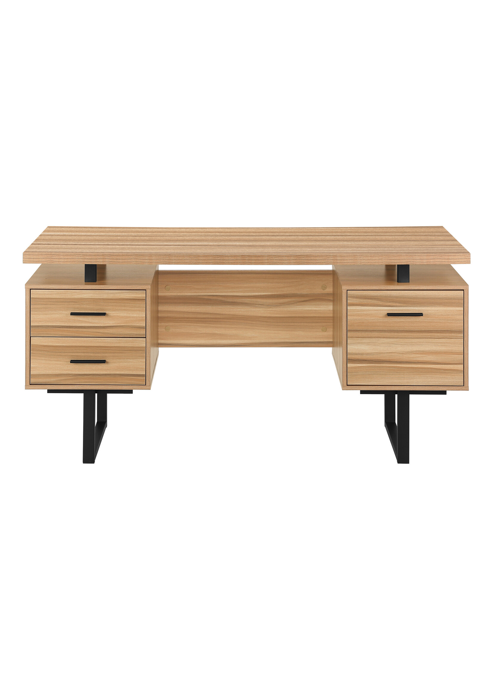 BUREAU - 60"L / FAUX BOIS PALE / METAL NOIR