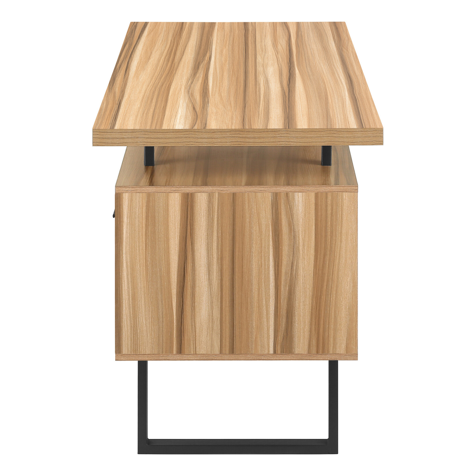 BUREAU - 60"L / FAUX BOIS PALE / METAL NOIR
