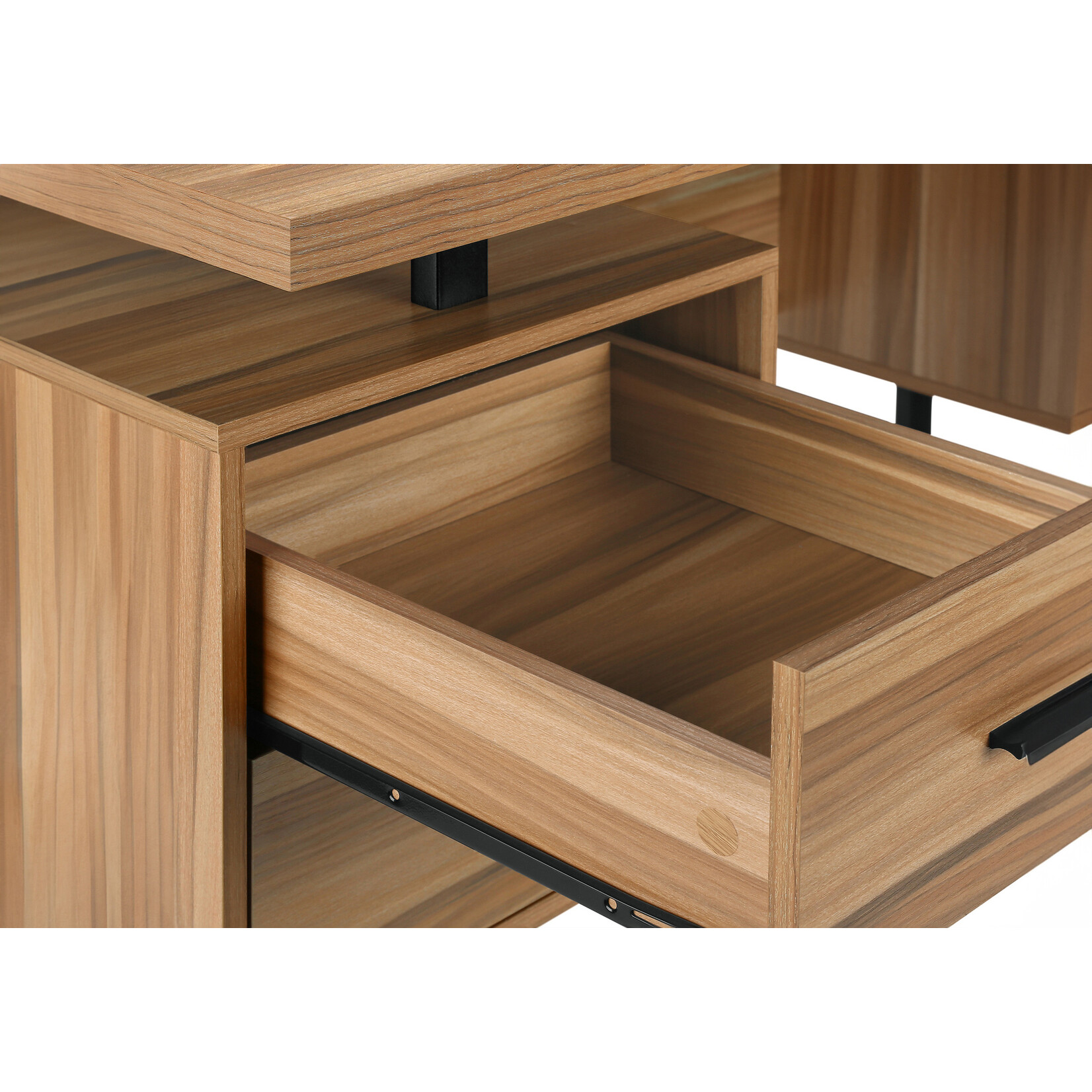 BUREAU - 60"L / FAUX BOIS PALE / METAL NOIR