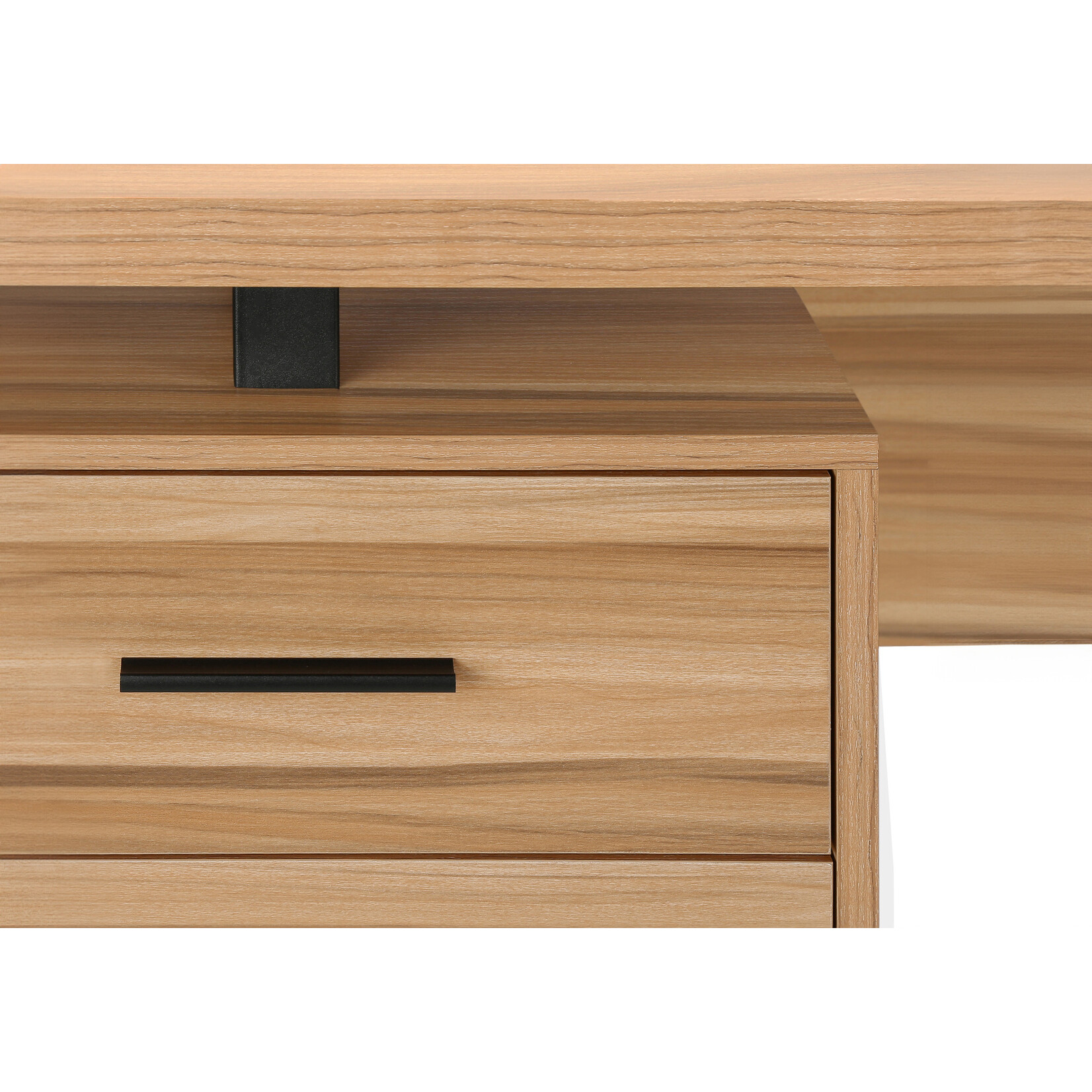 BUREAU - 60"L / FAUX BOIS PALE / METAL NOIR