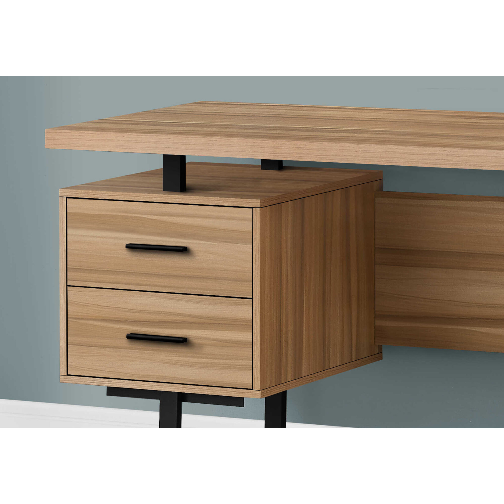 COMPUTER DESK - 60"L / LIGHT RECLAIMED WOOD / BLACK METAL