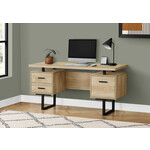 COMPUTER DESK - 60"L / NATURAL / BLACK METAL