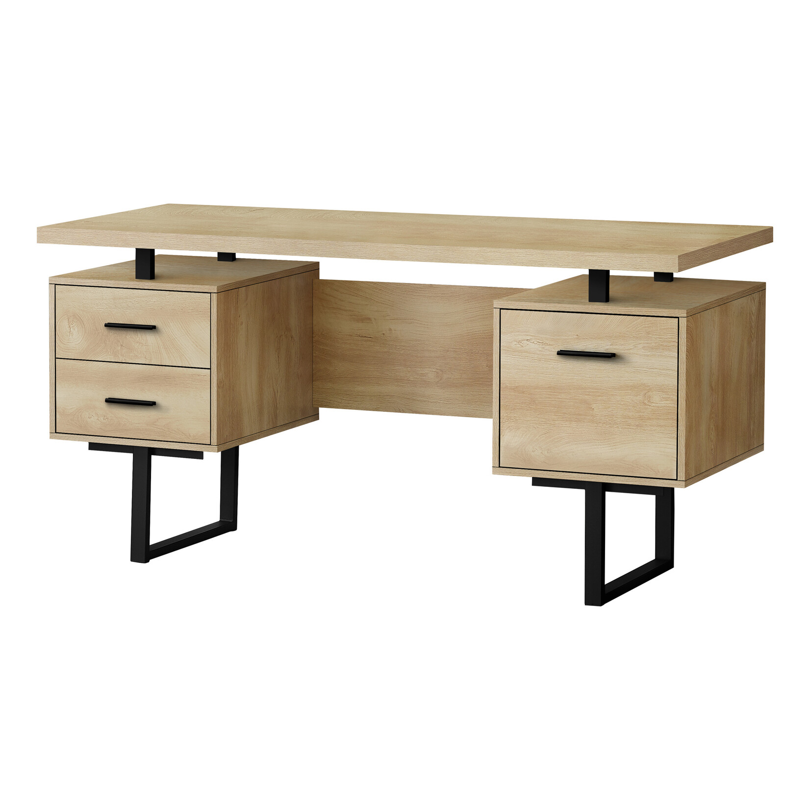 COMPUTER DESK - 60"L / NATURAL / BLACK METAL
