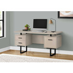 COMPUTER DESK - 60"L / MODERN TAUPE / BLACK METAL