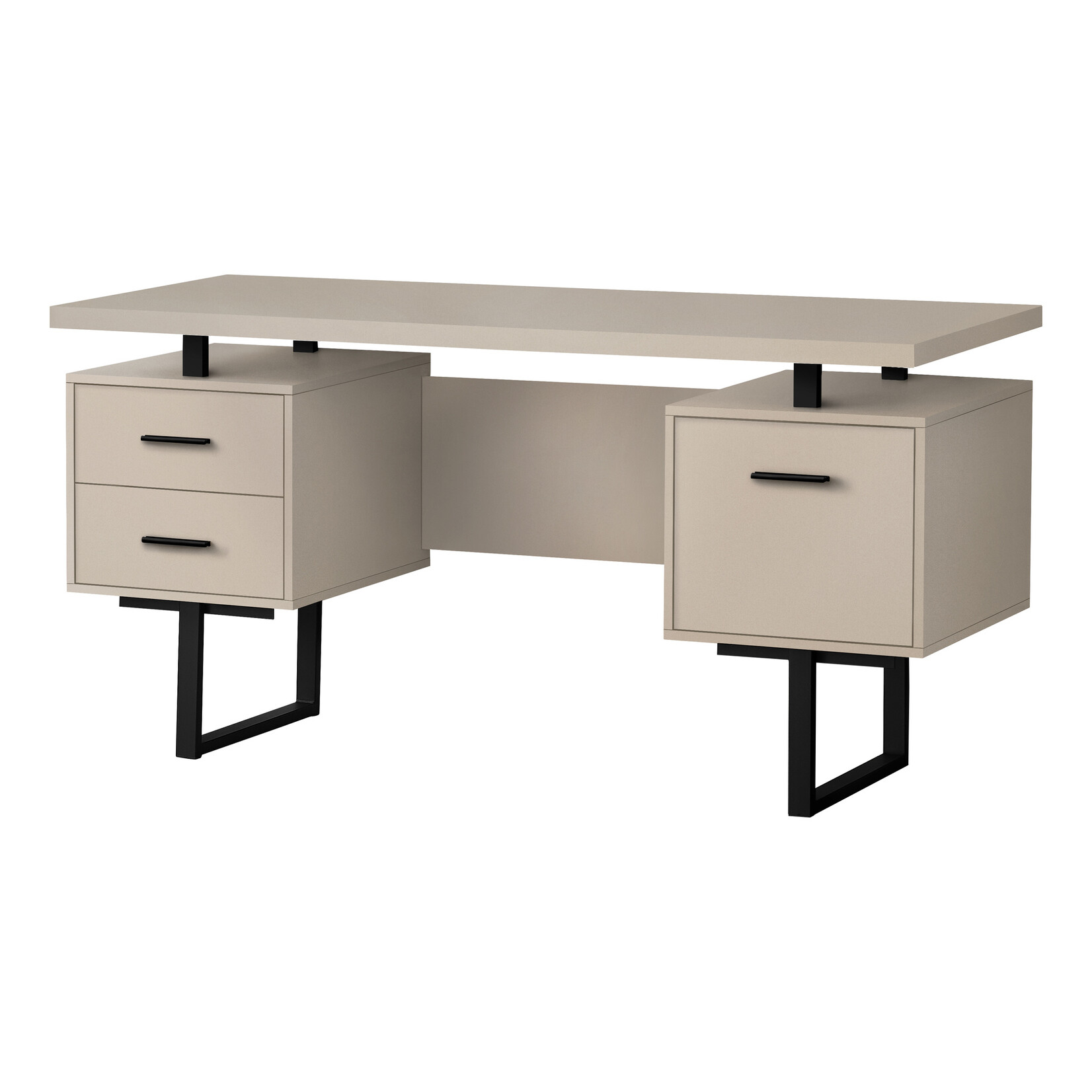 COMPUTER DESK - 60"L / MODERN TAUPE / BLACK METAL