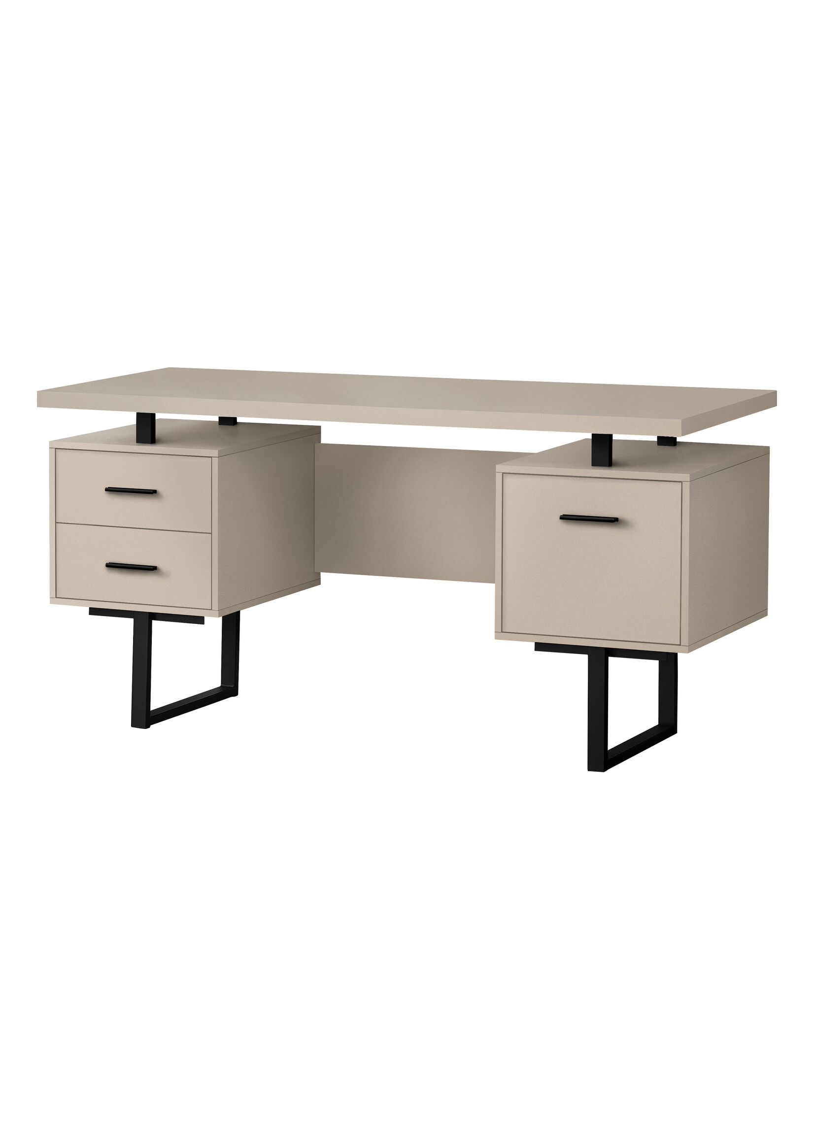 COMPUTER DESK - 60"L / MODERN TAUPE / BLACK METAL