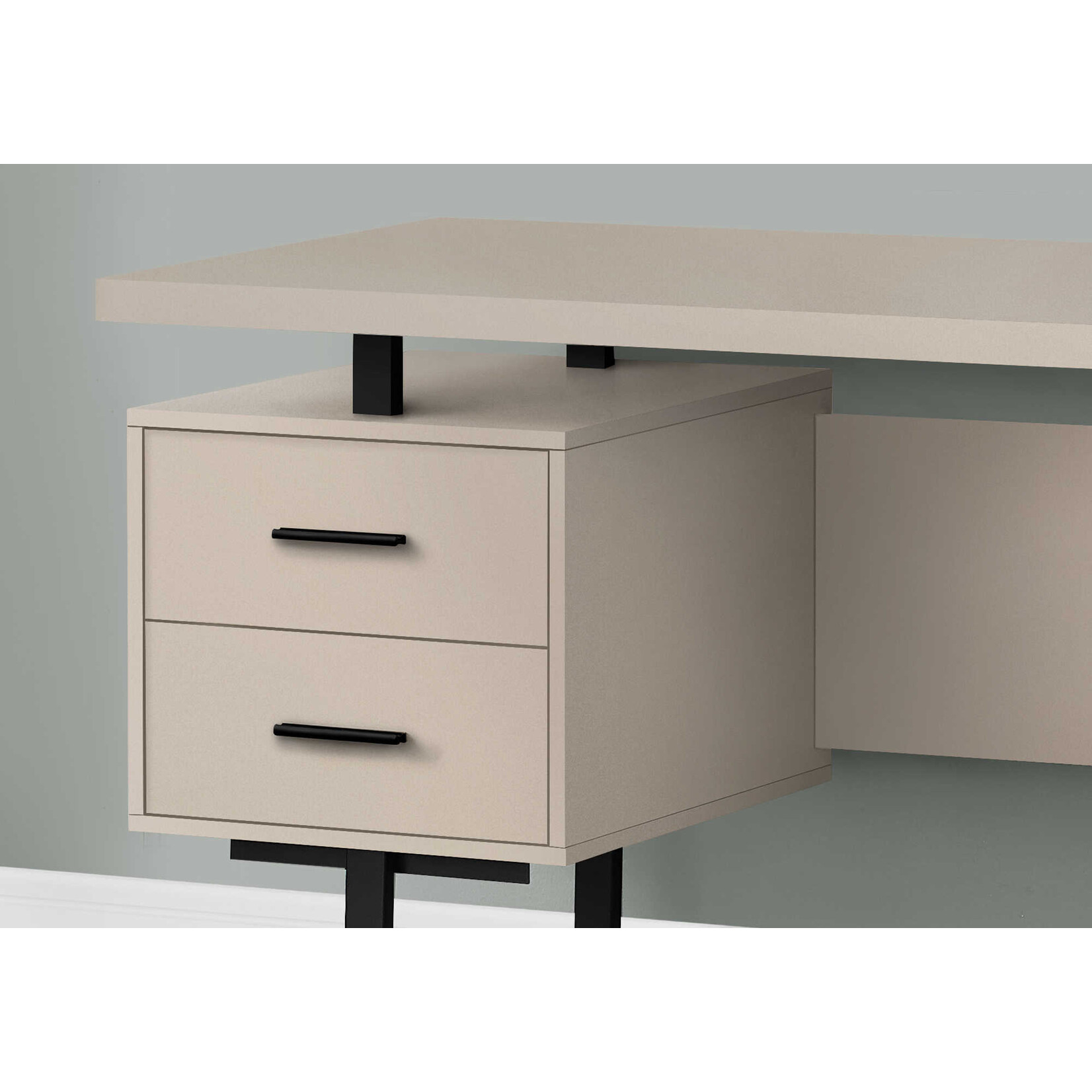 COMPUTER DESK - 60"L / MODERN TAUPE / BLACK METAL