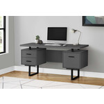 COMPUTER DESK - 60"L / MODERN GREY / BLACK METAL