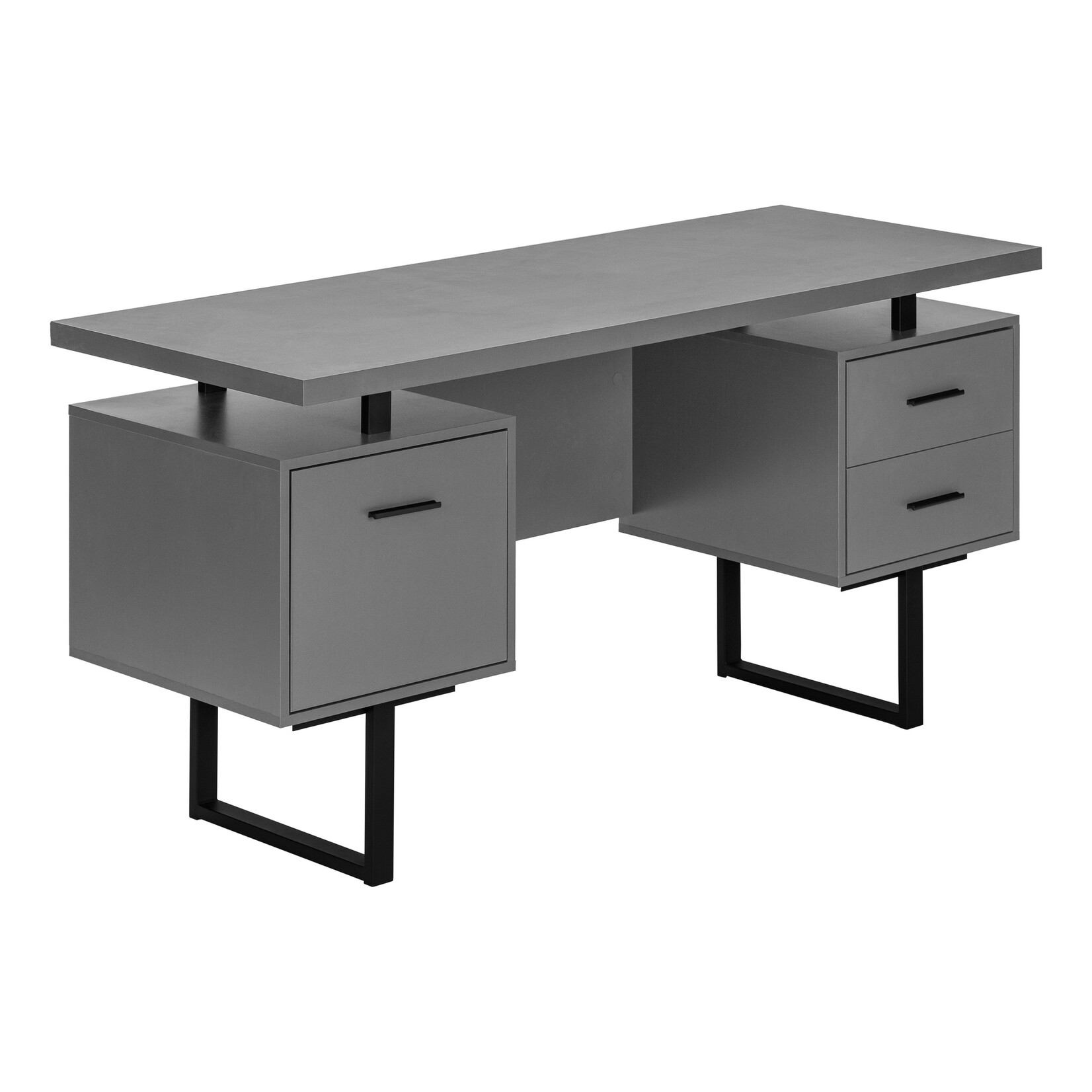 COMPUTER DESK - 60"L / MODERN GREY / BLACK METAL
