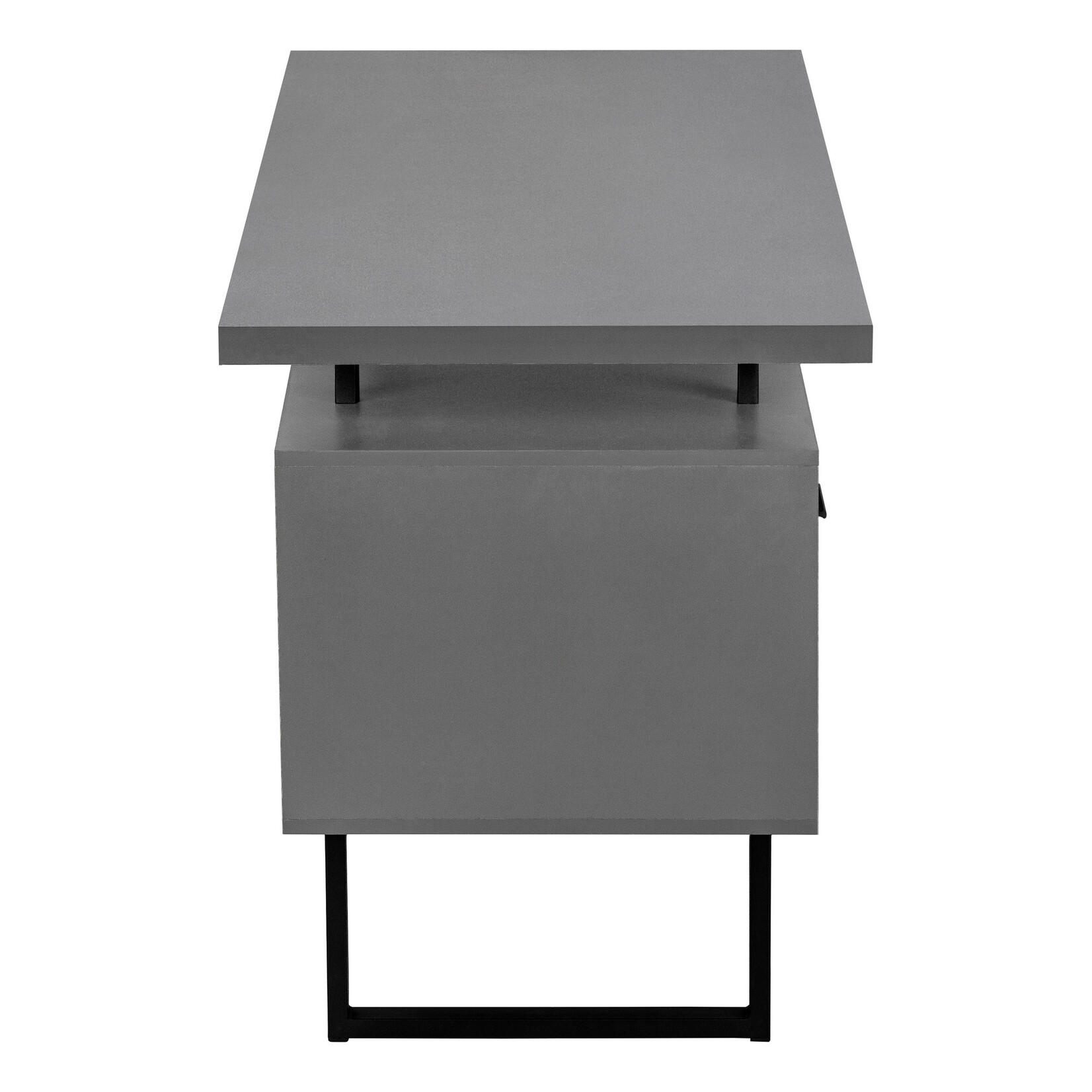 COMPUTER DESK - 60"L / MODERN GREY / BLACK METAL