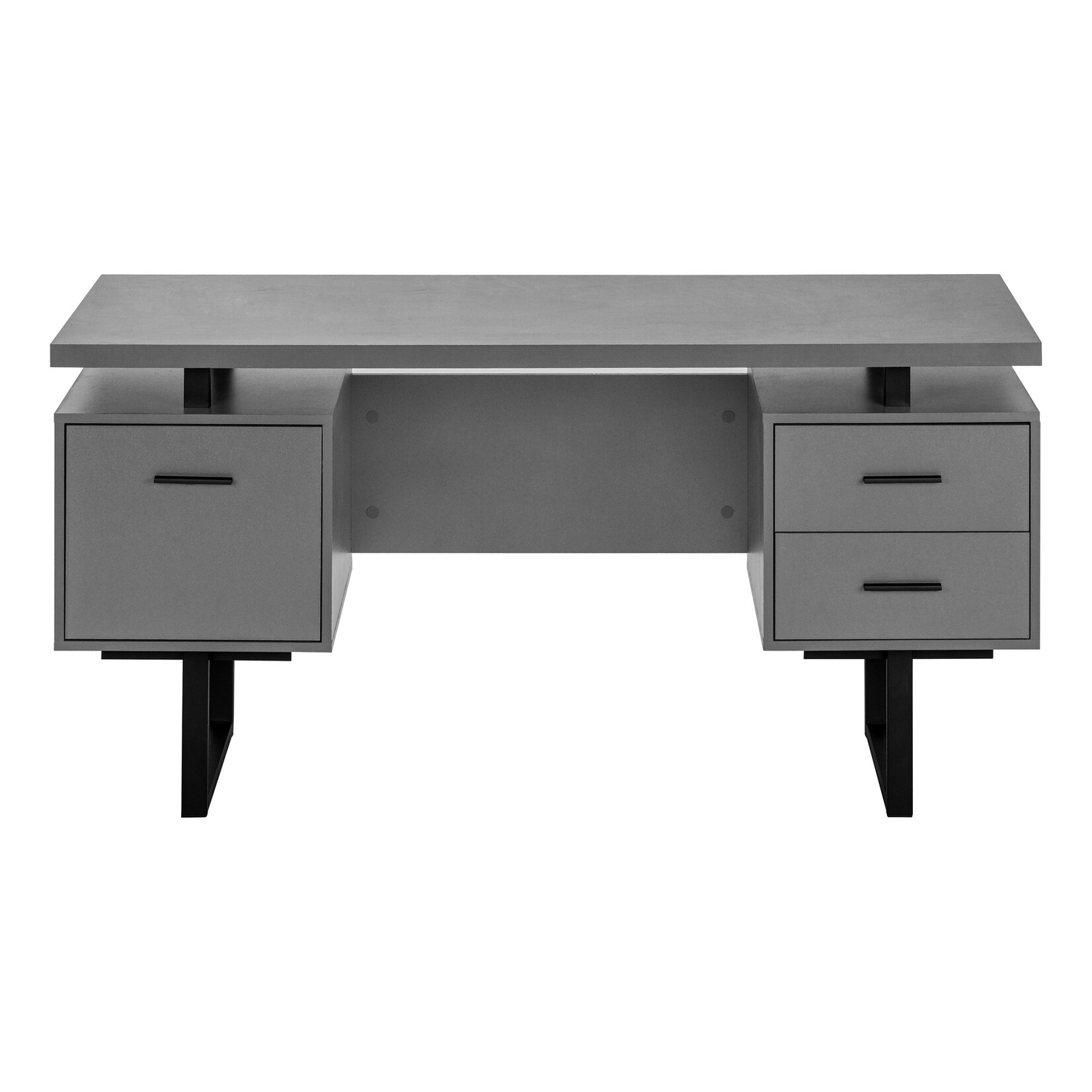 COMPUTER DESK - 60"L / MODERN GREY / BLACK METAL
