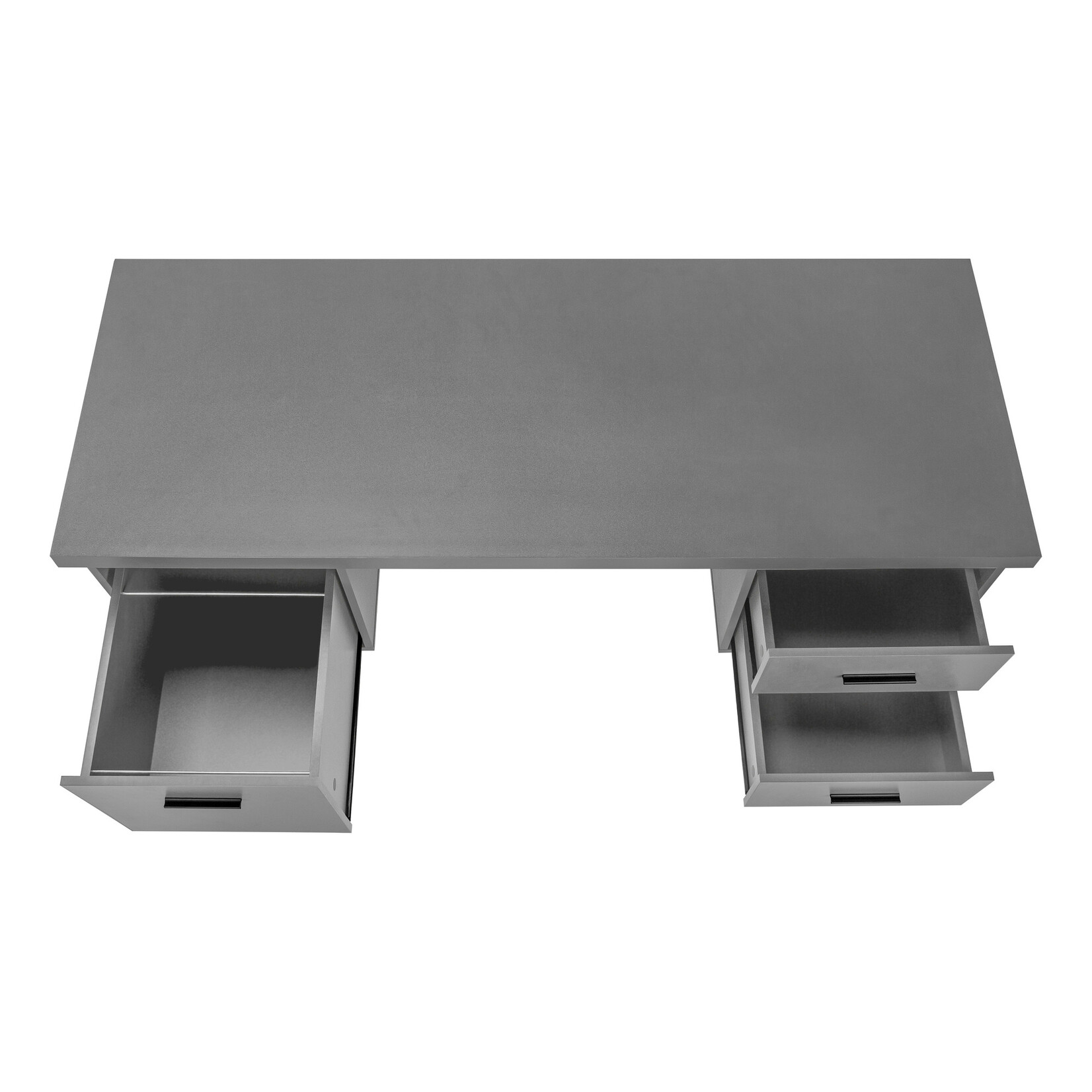 COMPUTER DESK - 60"L / MODERN GREY / BLACK METAL