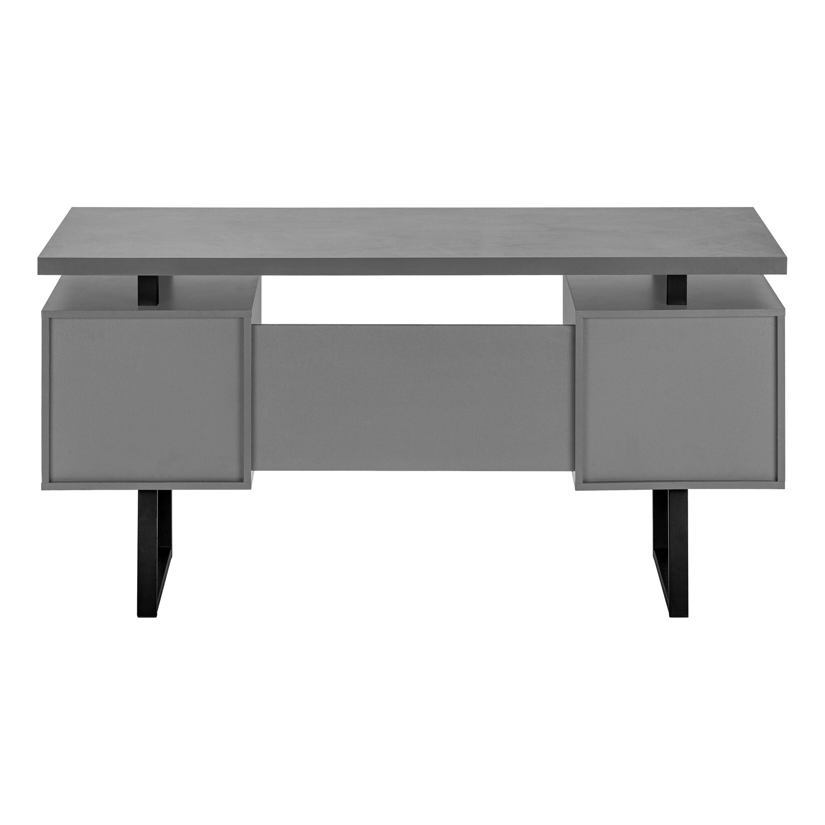 COMPUTER DESK - 60"L / MODERN GREY / BLACK METAL