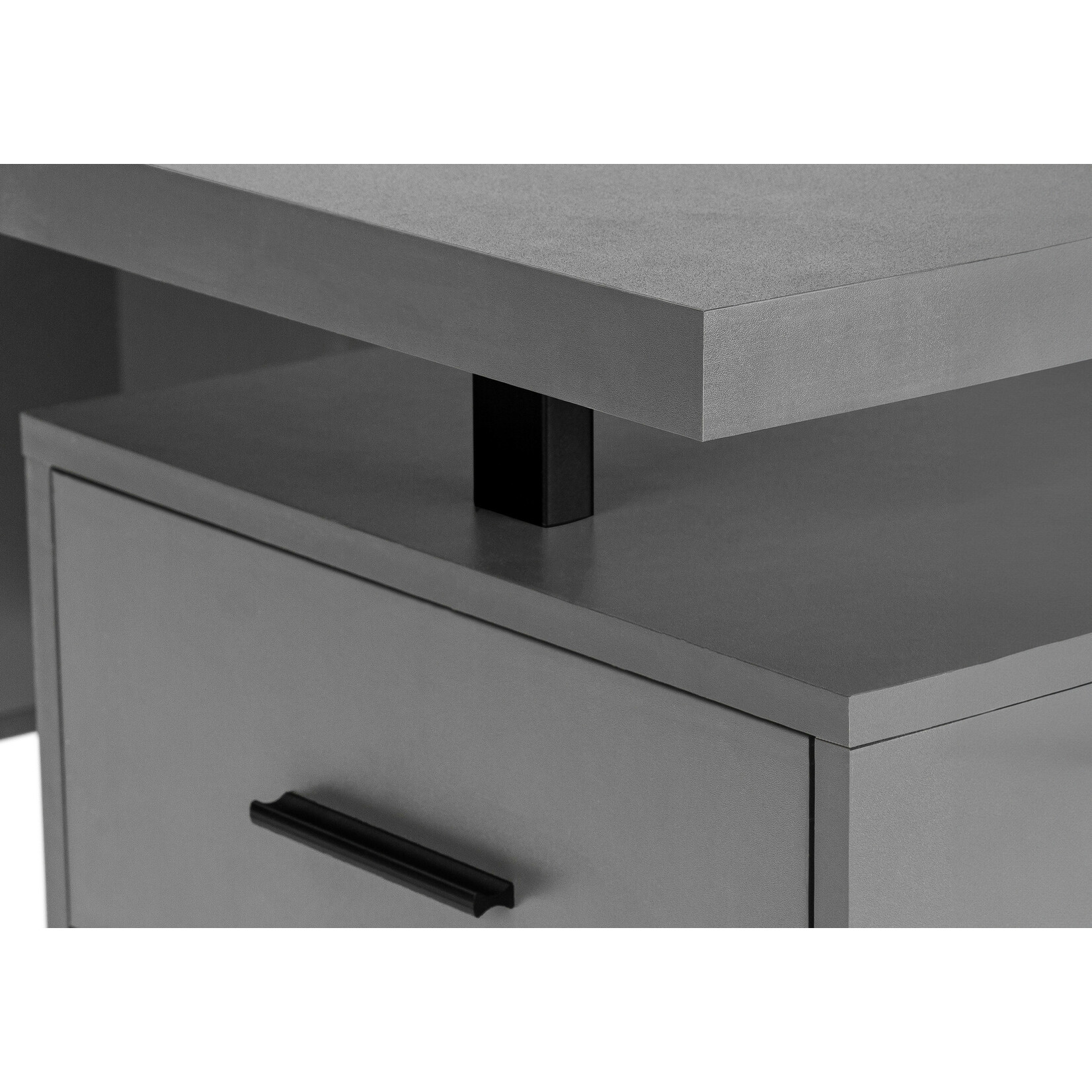 COMPUTER DESK - 60"L / MODERN GREY / BLACK METAL
