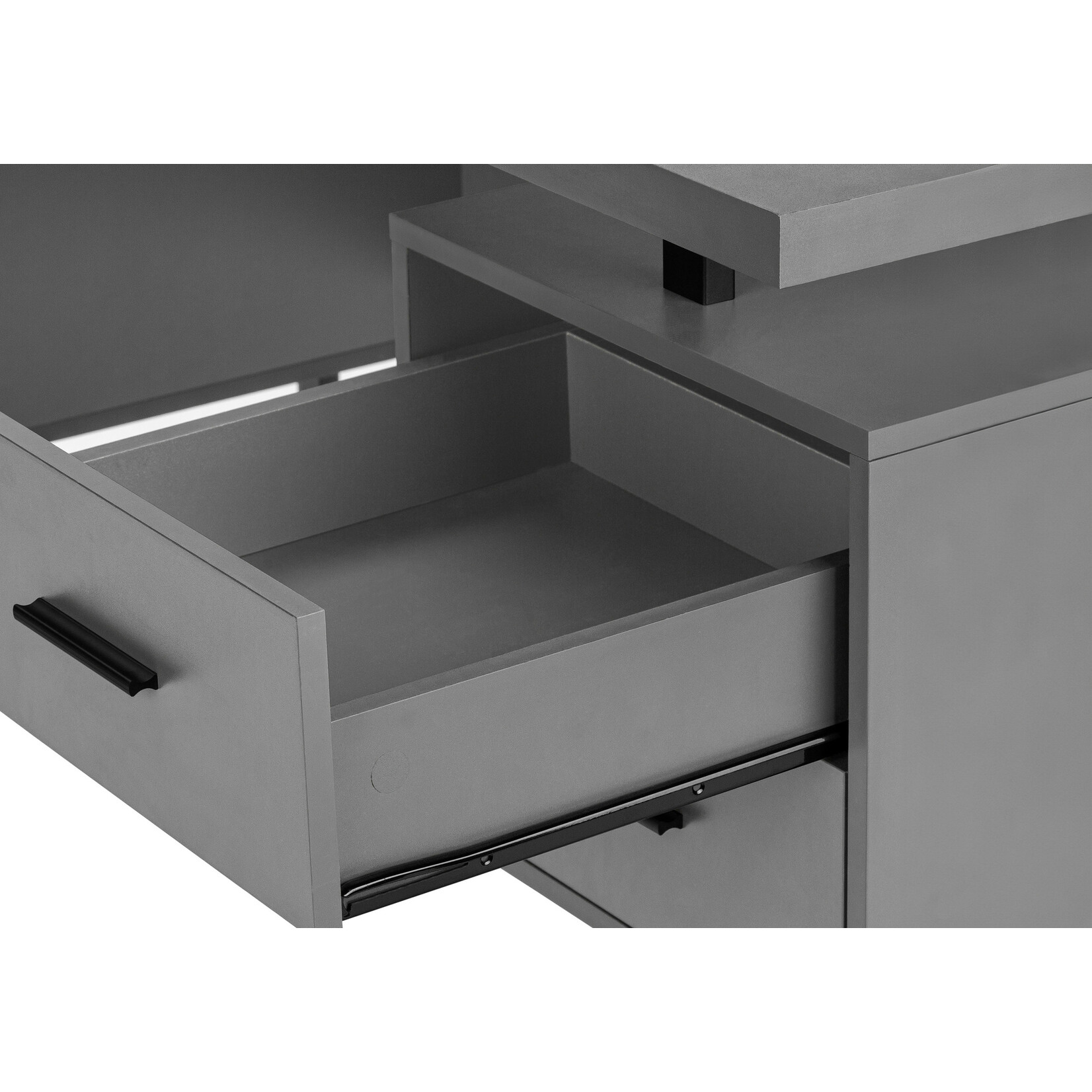 COMPUTER DESK - 60"L / MODERN GREY / BLACK METAL