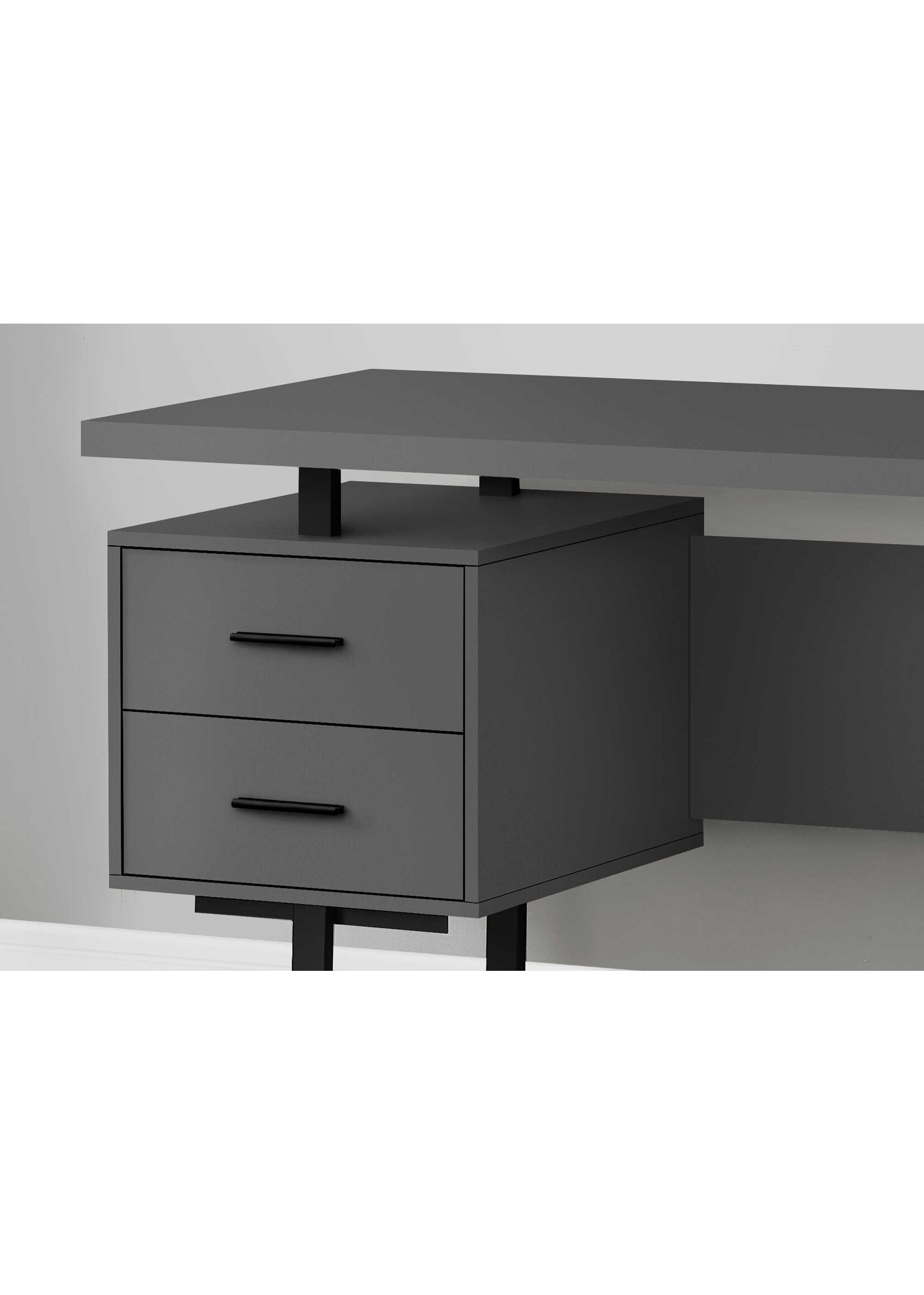 BUREAU - 60"L / GRIS MODERNE / METAL NOIR