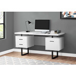 BUREAU - 60"L / BLANC / METAL NOIR