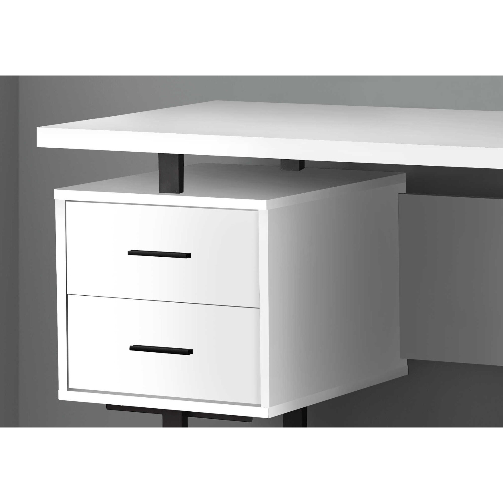 COMPUTER DESK - 60"L / WHITE / BLACK METAL