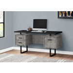 BUREAU - 60"L / NOIR / SIMILI-CIMENT GRIS / METAL NOIR