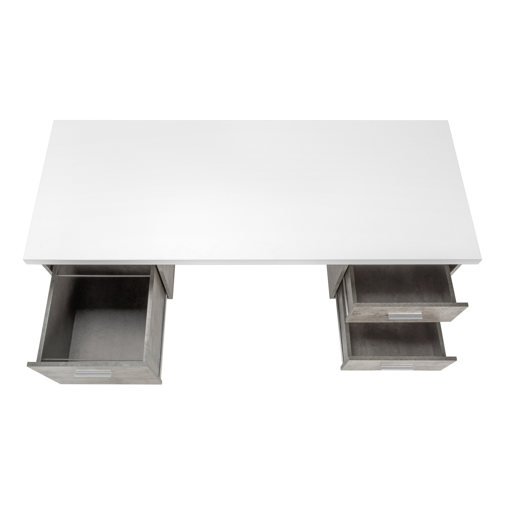 COMPUTER DESK - 60"L / WHITE/ GREY CONCRETE/ SILVER METAL