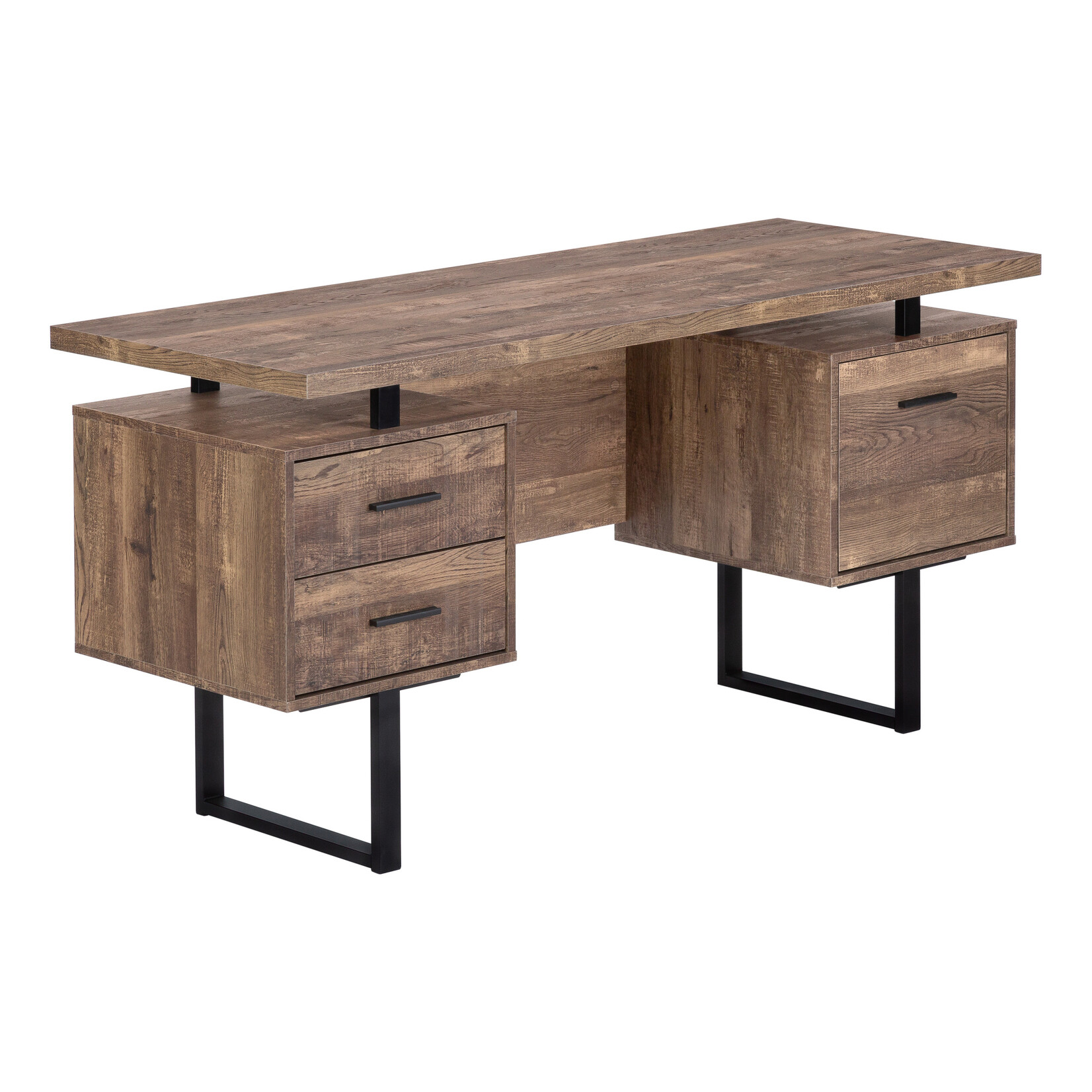 COMPUTER DESK - 60"L / BROWN RECLAIMED WOOD / BLACK METAL