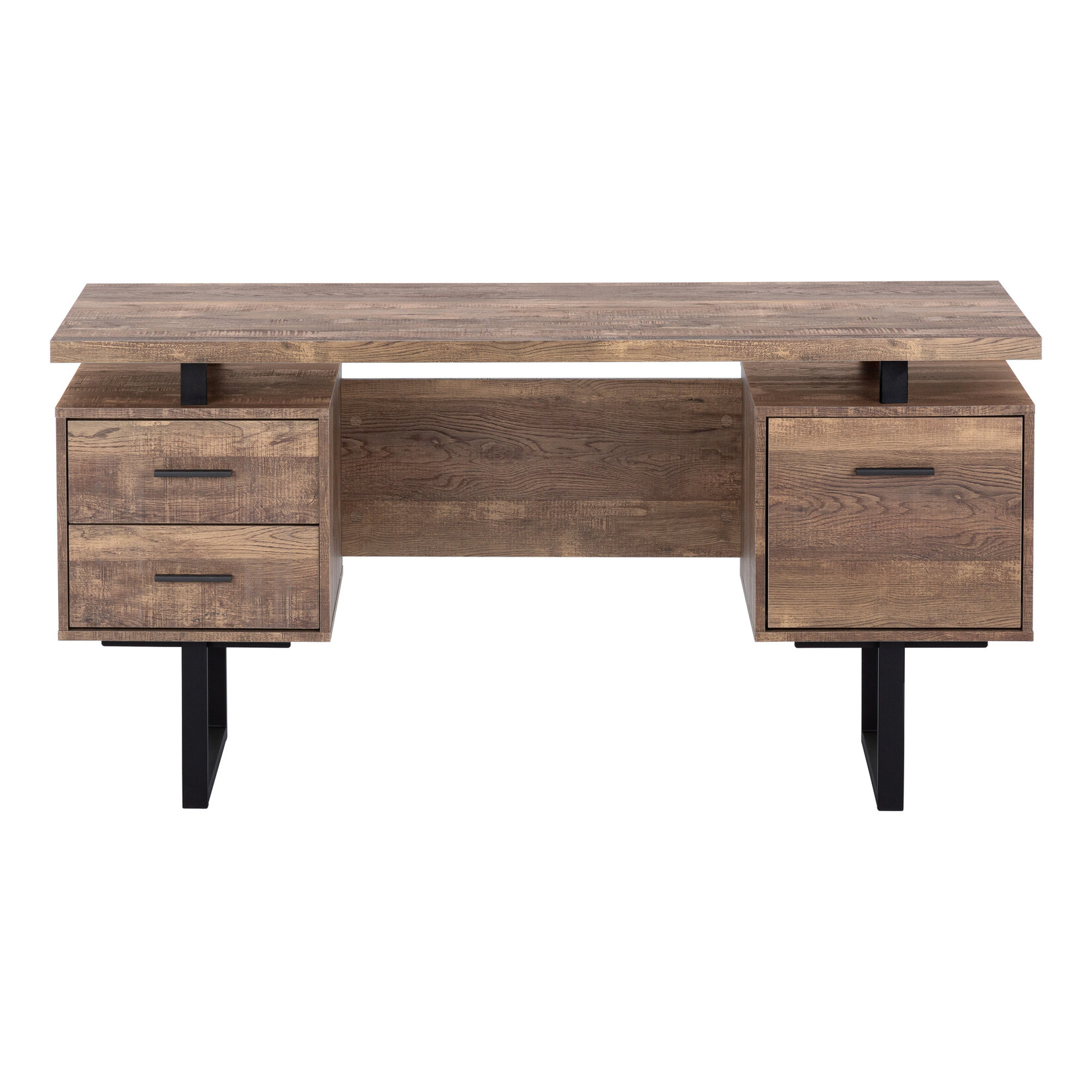 COMPUTER DESK - 60"L / BROWN RECLAIMED WOOD / BLACK METAL