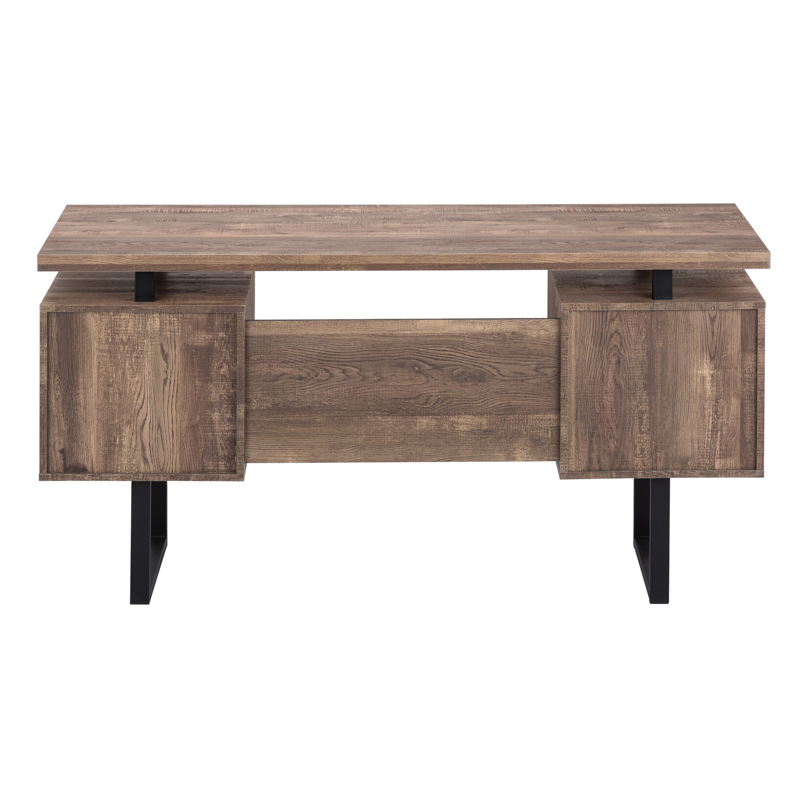 COMPUTER DESK - 60"L / BROWN RECLAIMED WOOD / BLACK METAL