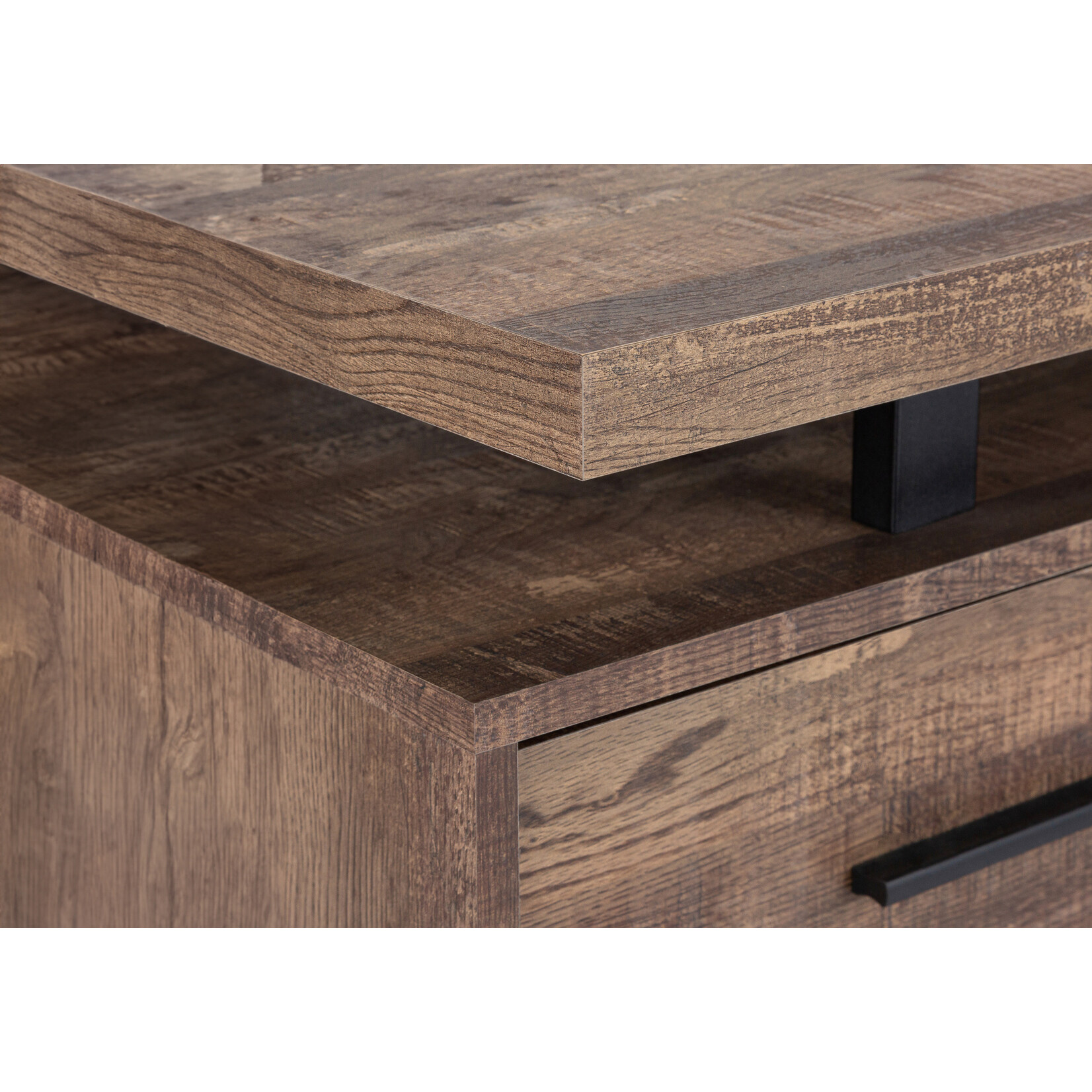 BUREAU - 60"L / FAUX BOIS BRUN / METAL NOIR