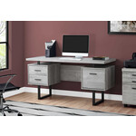 COMPUTER DESK - 60"L / GREY RECLAIMED WOOD / BLACK METAL