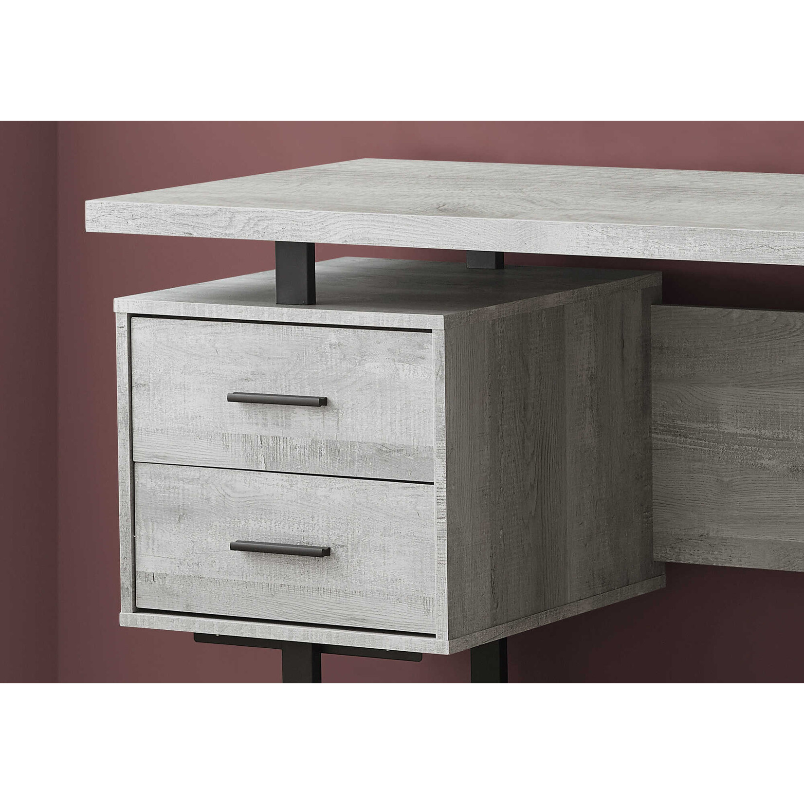 COMPUTER DESK - 60"L / GREY RECLAIMED WOOD / BLACK METAL