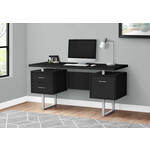 BUREAU - 60"L / NOIR / METAL ARGENT