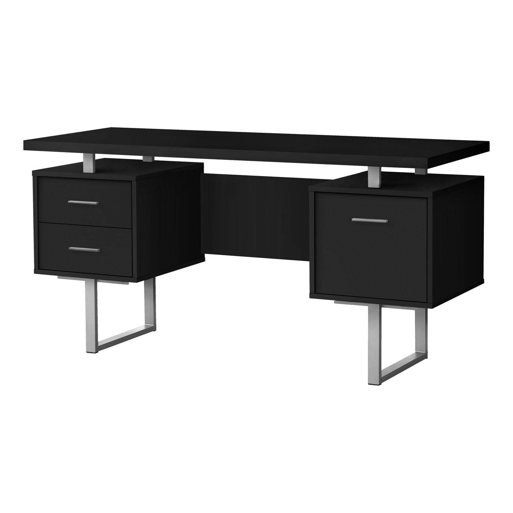 BUREAU - 60"L / NOIR / METAL ARGENT