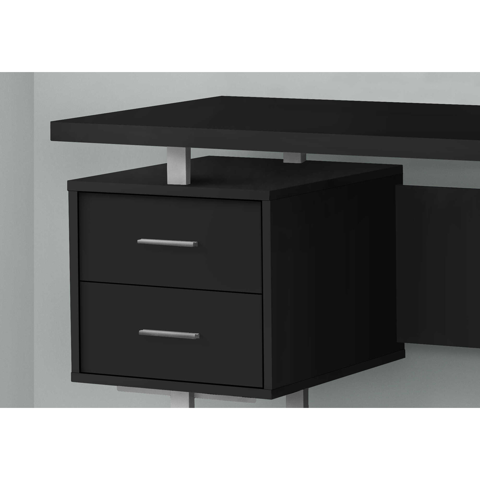 BUREAU - 60"L / NOIR / METAL ARGENT