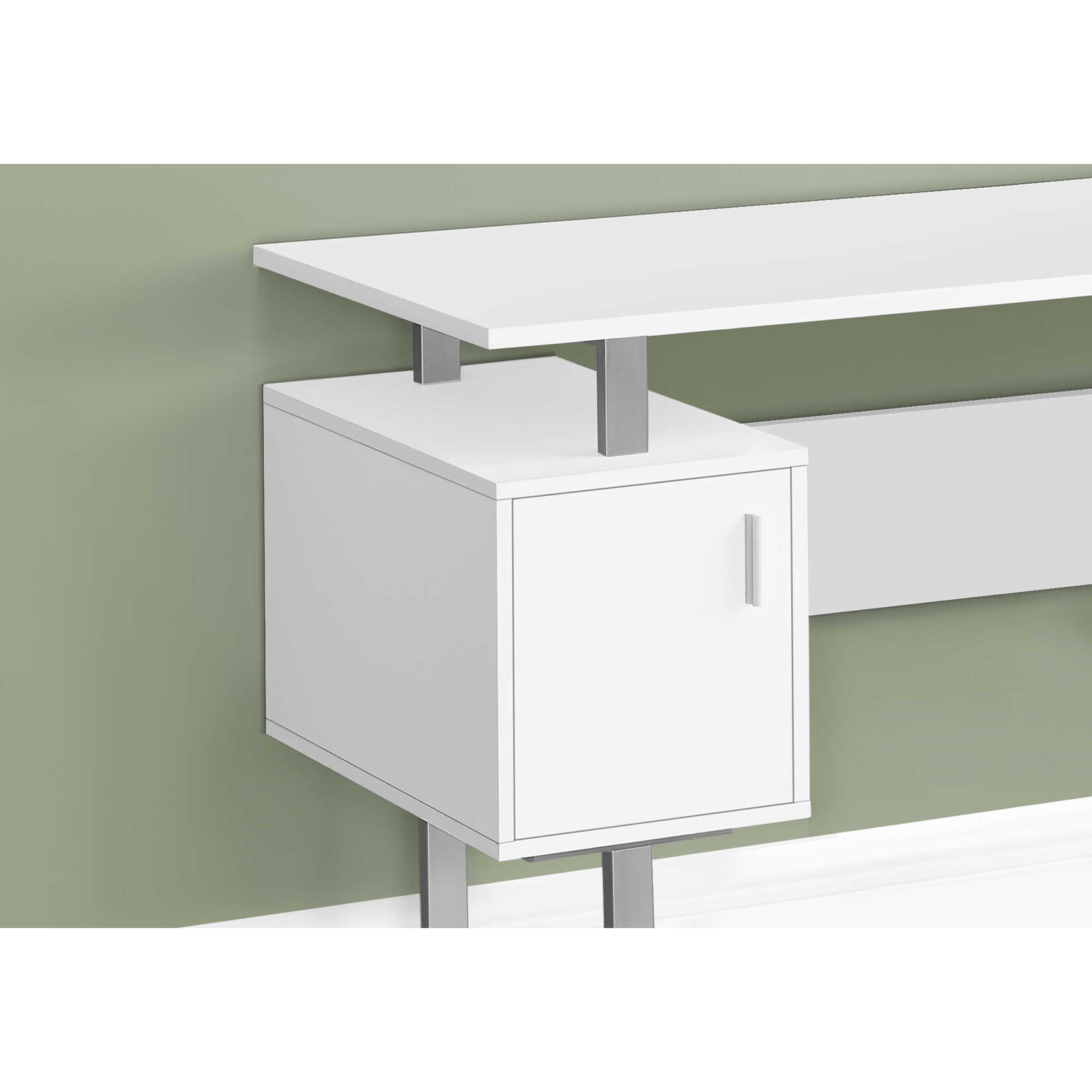 COMPUTER DESK - 48"L / WHITE / SILVER METAL