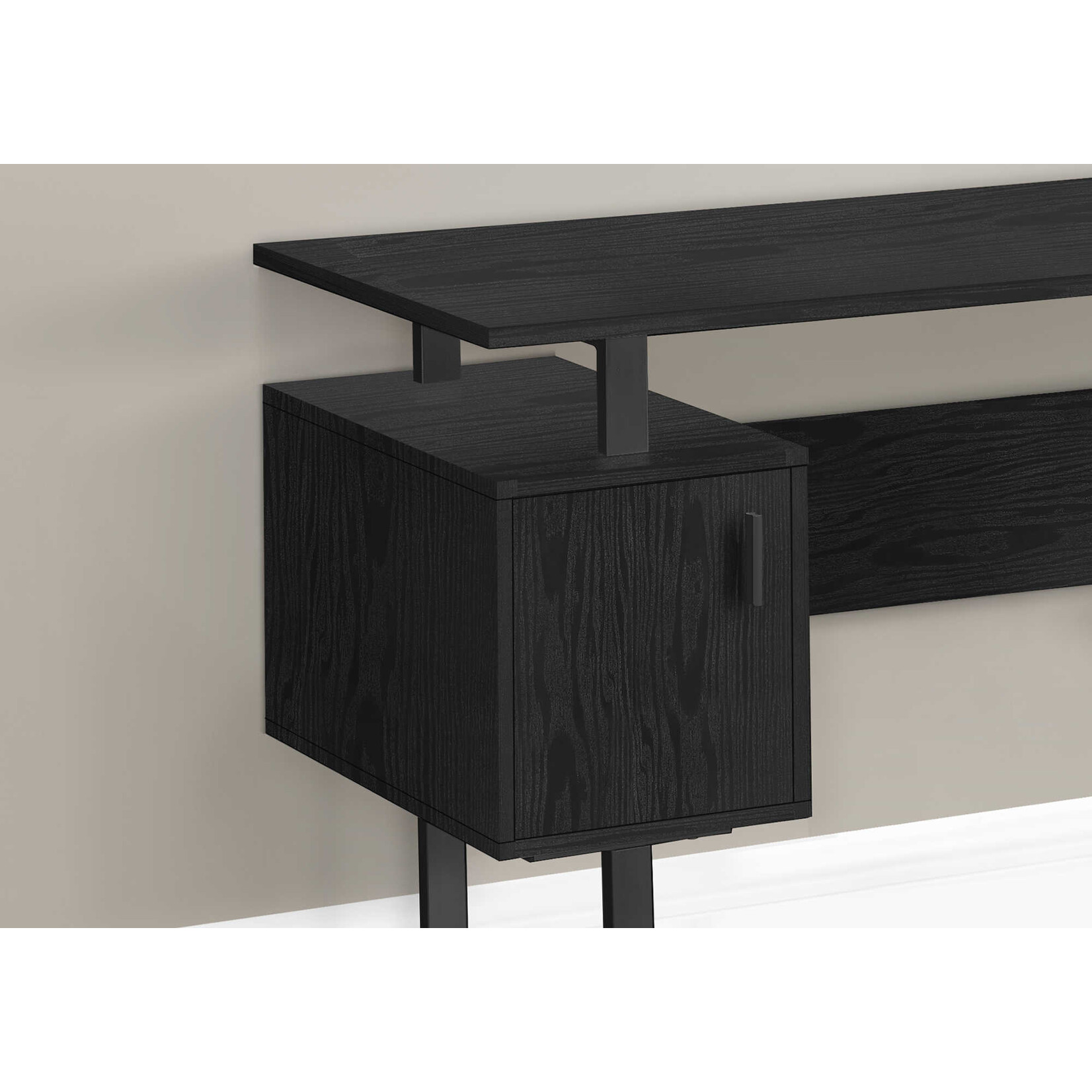 COMPUTER DESK - 48"L / BLACK OAK / BLACK METAL