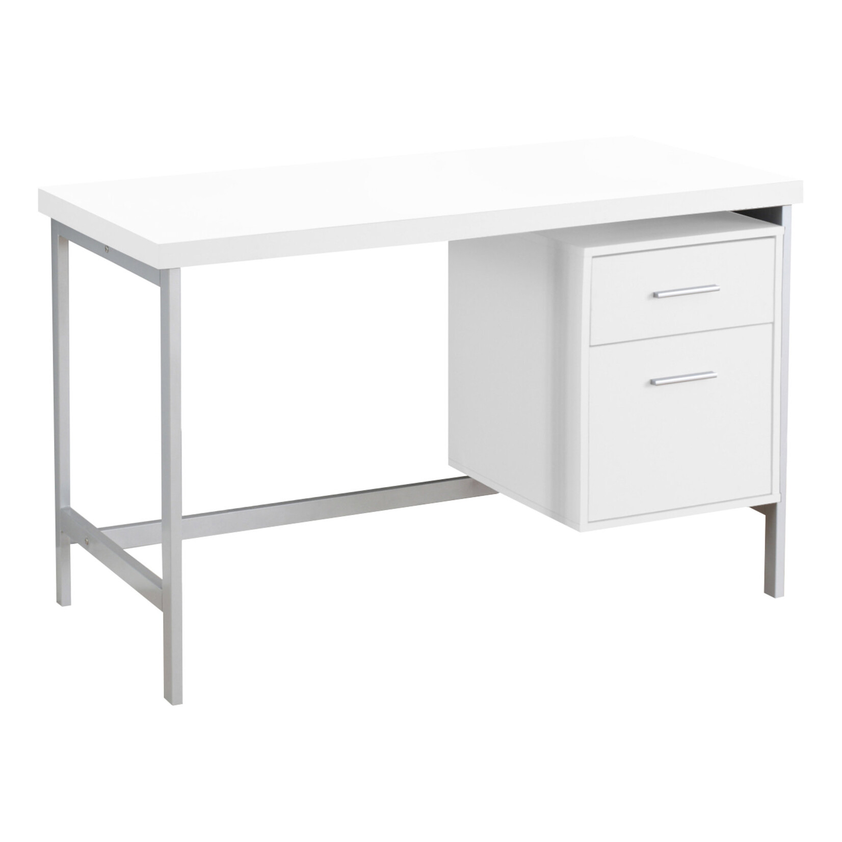 BUREAU - 48"L / BLANC / METAL ARGENT