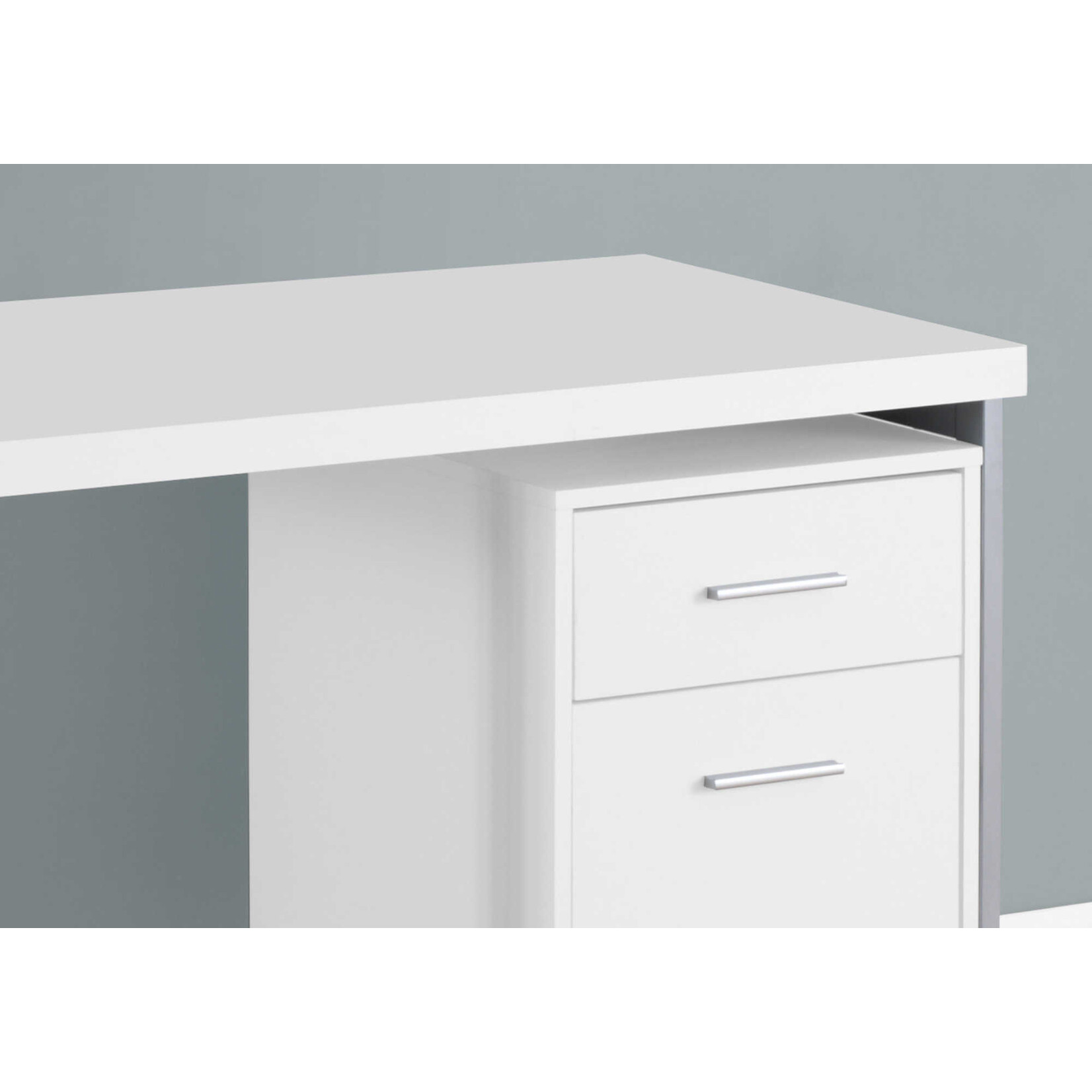 BUREAU - 48"L / BLANC / METAL ARGENT