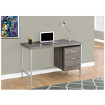 COMPUTER DESK - 48"L / DARK TAUPE / SILVER METAL