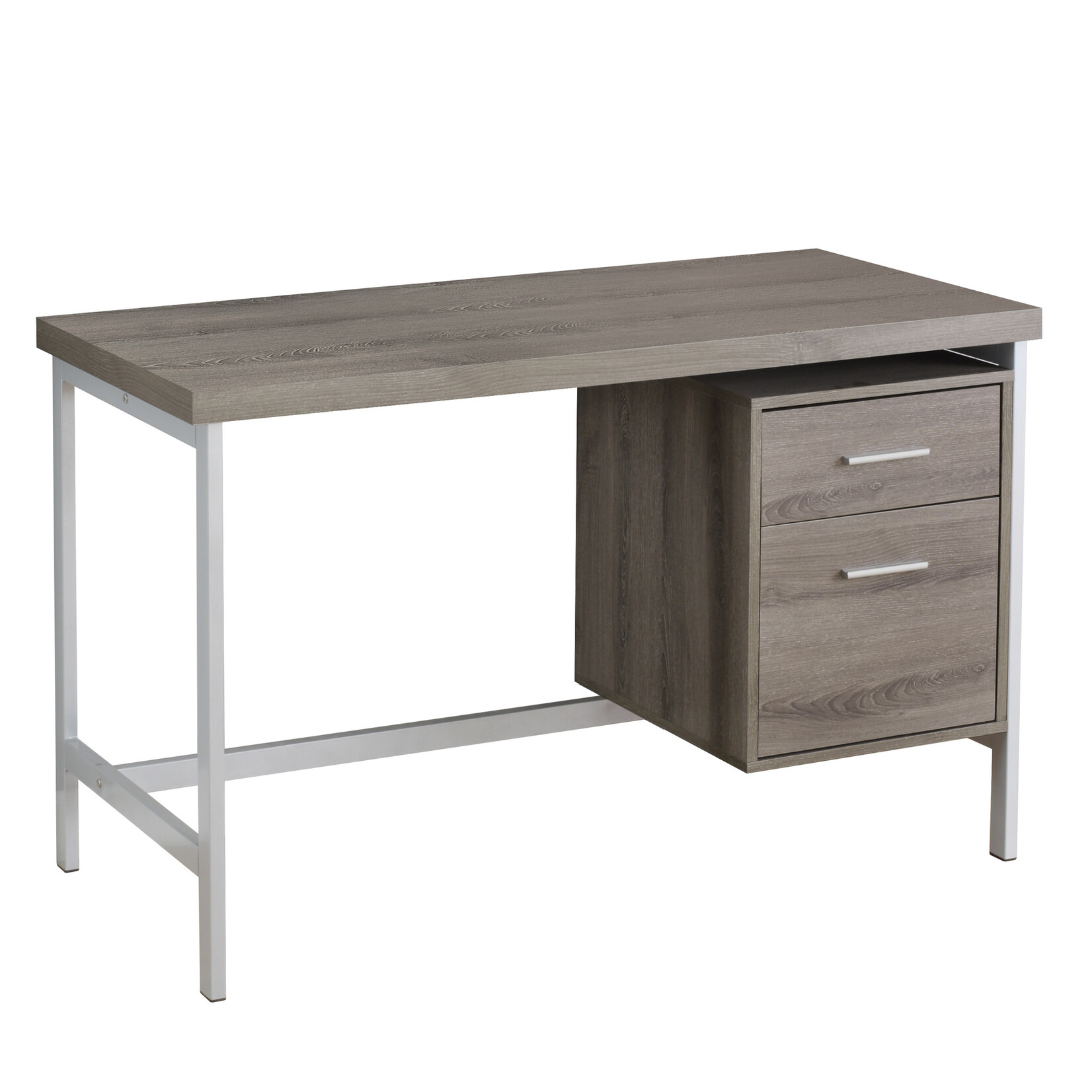COMPUTER DESK - 48"L / DARK TAUPE / SILVER METAL