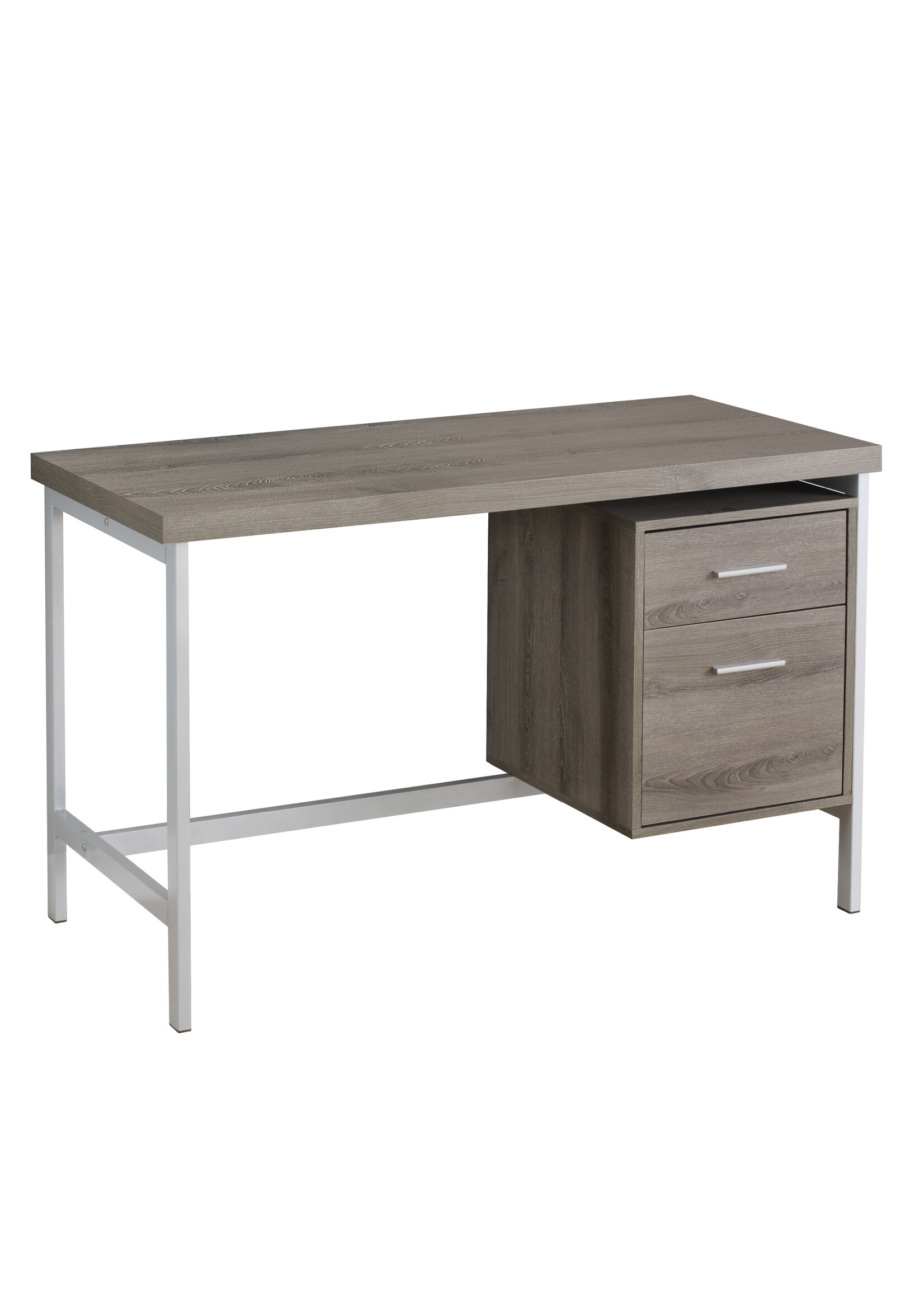 COMPUTER DESK - 48"L / DARK TAUPE / SILVER METAL